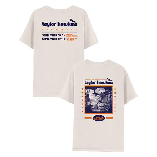 Taylor Hawkins Tribute Concert Tee - Natural - Benefitting Music Cares (USA) and Music Support (UK)-Foo Fighters