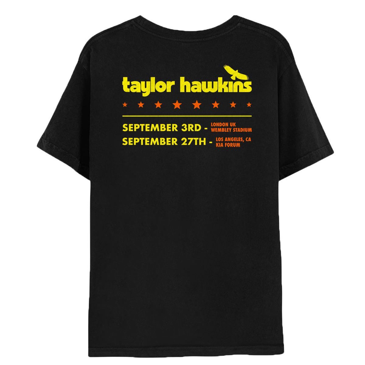 Taylor Hawkins Tribute Concert Tee - Black & Yellow - Benefitting Music Cares (USA) and Music Support (UK)