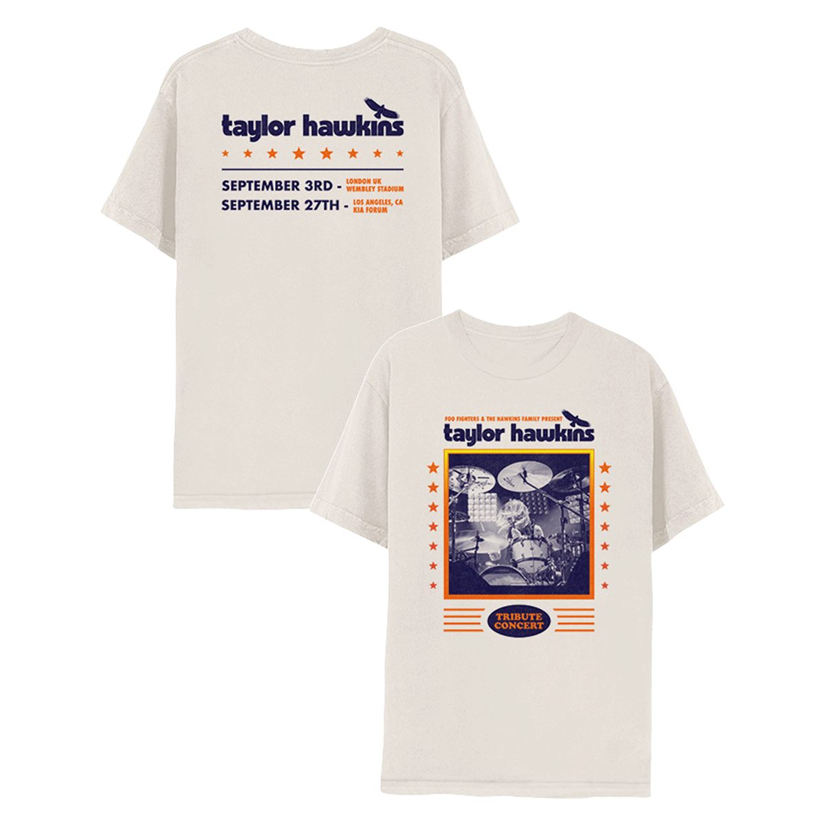 Taylor Hawkins Tribute Concert Tee - Natural - Benefitting Music Cares (USA) and Music Support (UK)-Foo Fighters